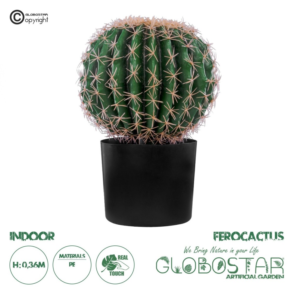 GloboStar® Artificial Garden FEROCACTUS 20091 Τεχνητό Διακοσμητικό Φυτό Φερόκακτος Υ36cm